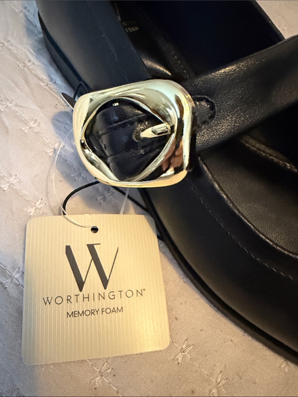 Worthington Black Pointed Mary Jane Flats with Gold Buckle 6.5 ❤️ - Picture 7 of 8